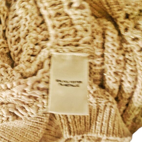 Rachel Zoe Tan Metallic Crochet Cropped Sweater Bohemian Cottagecore Size XL - Picture 6 of 6